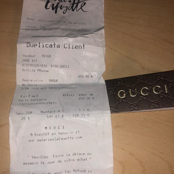 Gucci Icon Thin Band White Gold (Size 7-7 1/2 US) - Picture 4 of 4